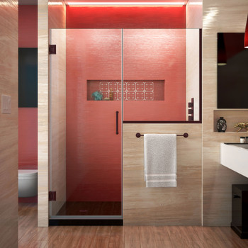 Dreamline Unidoor Plus 66-66 1/2 In. W X 72 In. H Frameless Hinged Shower Door With 34 In. Half Panel, Clear Glass - SHDR-24303634