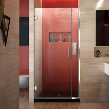 Dreamline Unidoor Plus 34 1/2 - 35 In. W X 72 In. H Frameless Hinged Shower Door, Clear Glass - SHDR-243457210