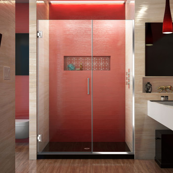 Dreamline Unidoor Plus 45 1/2 - 46 In. W X 72 In. H Frameless Hinged Shower Door, Clear Glass - SHDR-244557210