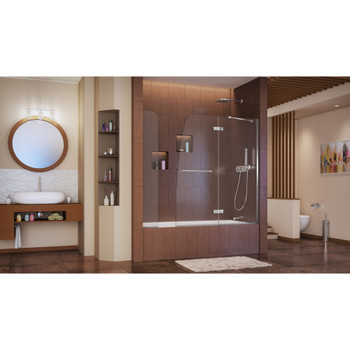 Dreamline Aqua Ultra 57-60 In. W X 58 In. H Frameless Hinged Tub Door With Extender Panel - SHDR-3448580-EX