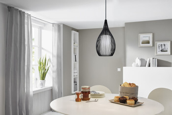 Eglo 1x100w Pendant W/ Black Finish & Opal Glass - 92252A