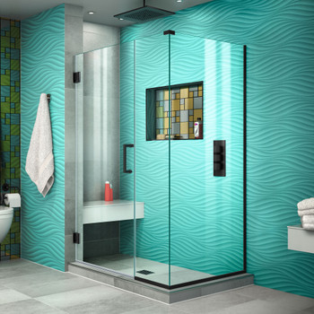 Dreamline Unidoor Plus 39 1/2 In. W X 34 3/8 In. D X 72 In. H Frameless Hinged Shower Enclosure, Clear Glass - SHEN-24395340