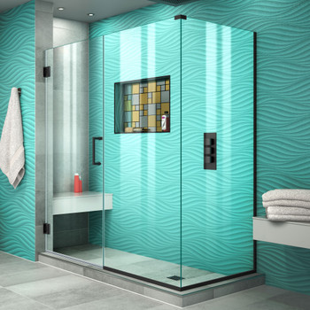 Dreamline Unidoor Plus 56 1/2 In. W X 30 3/8 In. D X 72 In. H Frameless Hinged Shower Enclosure, Clear Glass - SHEN-24565300
