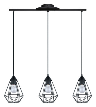 Eglo 3x100w Multi Light Cage Pendant W/ Matte Black Finish - 94189A