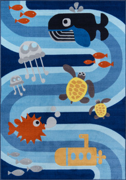 Momeni Mini Mo PLA-6 Blue Machine Made Area Rugs