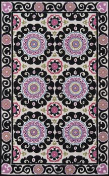 Momeni Suzani Hook SZI-1 Black Hand Hooked Area Rugs