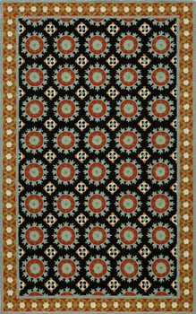 Momeni Suzani Hook SZI-3 Black Hand Hooked Area Rugs