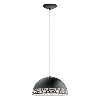 Eglo 1x60w Pendant W/ Matte Black And White Finish - 97441A