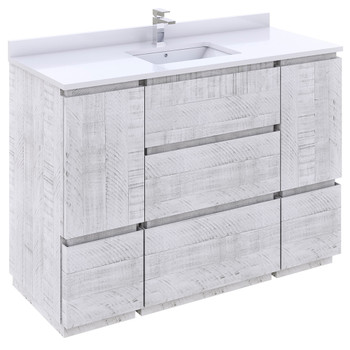 Fresca Formosa 47" Floor Standing Modern Bathroom Cabinet In Rustic White - FCB31-122412RWH-FC