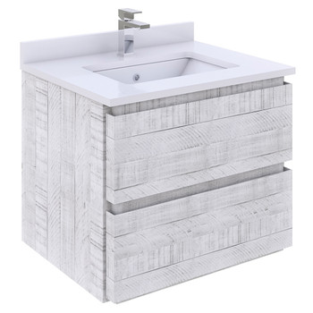 Fresca Formosa 24" Wall Hung Modern Bathroom Cabinet W/ Top & Sink In Rustic White - FCB3124RWH-CWH-U