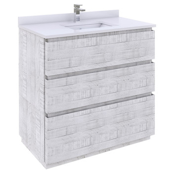 Fresca Formosa 35" Floor Standing Modern Bathroom Cabinet In Rustic White - FCB3136RWH-FC