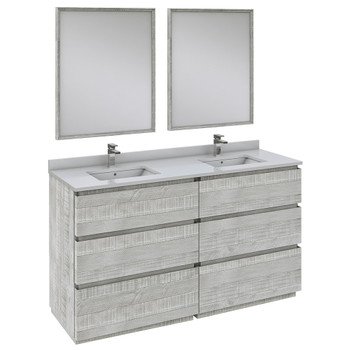 Fresca Formosa 60" Floor Standing Double Sink Modern Bathroom Vanity W/ Mirrors In Ash - FVN31-3030ASH-FC