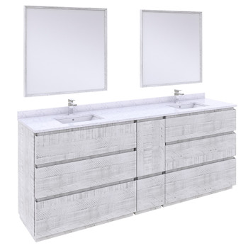 Fresca Formosa 84" Floor Standing Double Sink Modern Bathroom Vanity W/ Mirrors In Rustic White - FVN31-361236RWH-FC