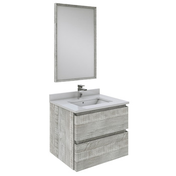 Fresca Formosa 24" Wall Hung Modern Bathroom Vanity W/ Mirror In Ash - FVN3124ASH