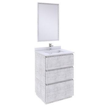 Fresca Formosa 24" Floor Standing Modern Bathroom Vanity W/ Mirror In Rustic White - FVN3124RWH-FC