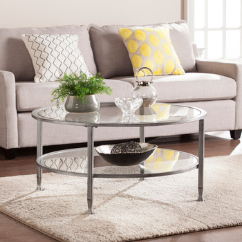 Jaymes Metal/glass Round Cocktail Table - Silver