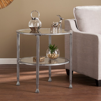 Jaymes Metal/glass Round End Table - Silver