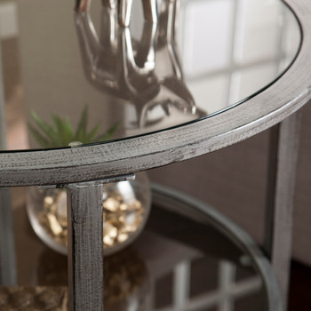 Jaymes Metal/glass Round End Table - Silver