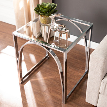 Stevenly Square Glass-top End Table