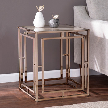 Simondley Faux Marble End Table