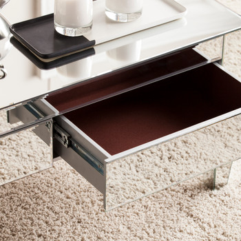 Darien Contemporary Mirrored Rectangular Cocktail Table