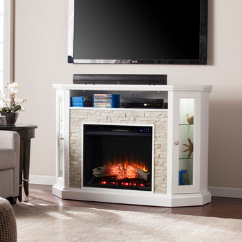 Redden Corner Convertible Touch Screen Electric Fireplace W/ Storage – White