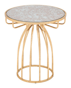 Silo Side Table Mirror & Gold