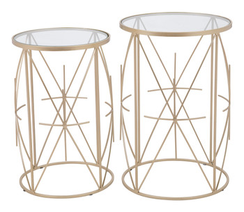 Set Of 2 Hadrian Side Tables Gold & Clear