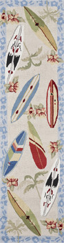 KAS Rugs Sonesta 2002 Ivory Surf Boards Hand-hooked Area Rugs