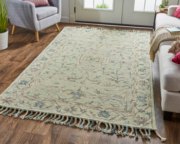 Feizy R8032MLT Remington Hand Tufted Green / Beige Area Rugs