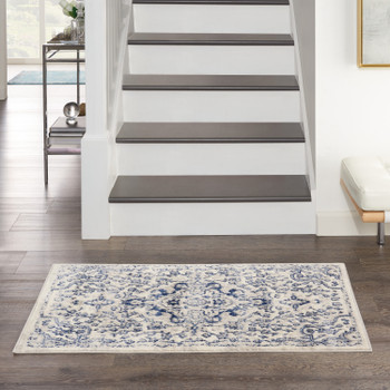 Nourison Cyrus Cyr07 Ivory Blue Area Rug - 2'6" X 4' Rectangle