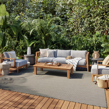 Nourison Courtyard Cou01 Ivory Charcoal Area Rugs