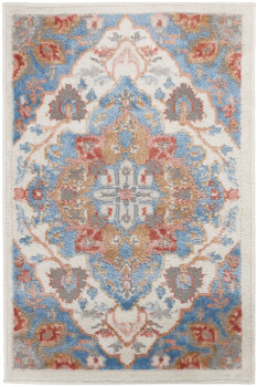 Nourison Elation Etn09 Ivory Blue Area Rugs