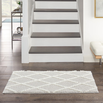 Nourison Feather Soft Fea01 Grey Ivory Area Rugs