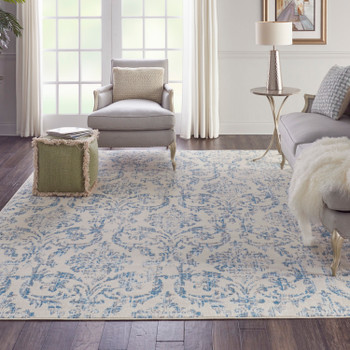 Nourison Jubilant Jub09 Ivory Blue Area Rugs