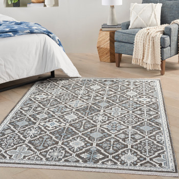 Nourison Lennox Len02 Charcoal/ivory/blue Area Rugs