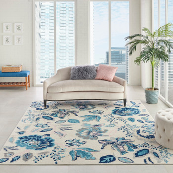 Nourison Tranquil Tra02 Ivory/light Blue Area Rugs