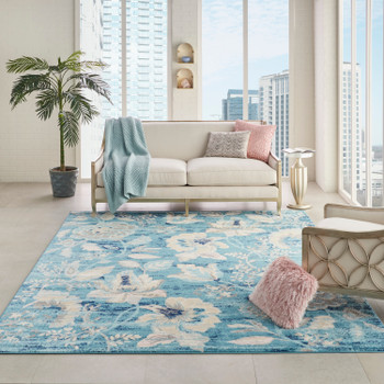 Nourison Tranquil Tra02 Turquoise Area Rugs