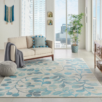 Nourison Tranquil Tra03 Ivory/turquoise Area Rugs