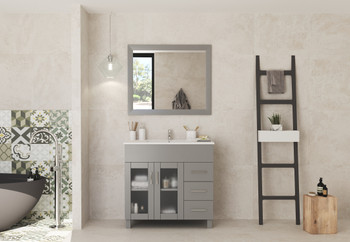 Nova 36 - Grey Cabinet + Ceramic Basin Countertop