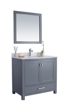 Wilson 36 - Grey Cabinet + White Quartz Countertop