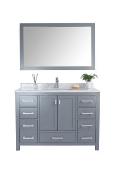 Wilson 48 - Grey Cabinet + White Carrara Marble Countertop