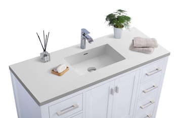 Wilson 48 - White Cabinet + Matte White Viva Stone Solid Surface Countertop