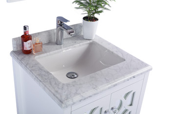Mediterraneo - 24 - White Cabinet + White Carrara Marble Countertop