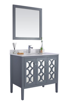 Mediterraneo - 36 - Grey Cabinet + White Quartz Countertop