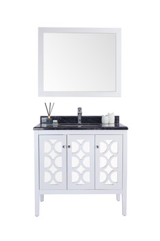 Mediterraneo - 36 - White Cabinet + Black Wood Marble Countertop