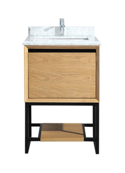 Alto 24 - California White Oak Cabinet + White Carrara Marble Countertop