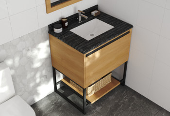 Alto 30 - California White Oak Cabinet + Black Wood Marble Countertop