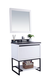 Alto 30 - White Cabinet + Black Wood Marble Countertop