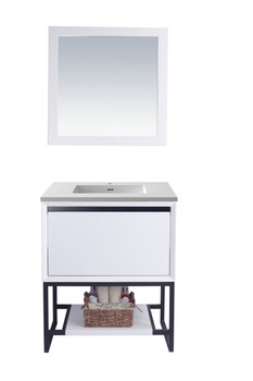 Alto 30 - White Cabinet + Matte White Viva Stone Solid Surface Countertop